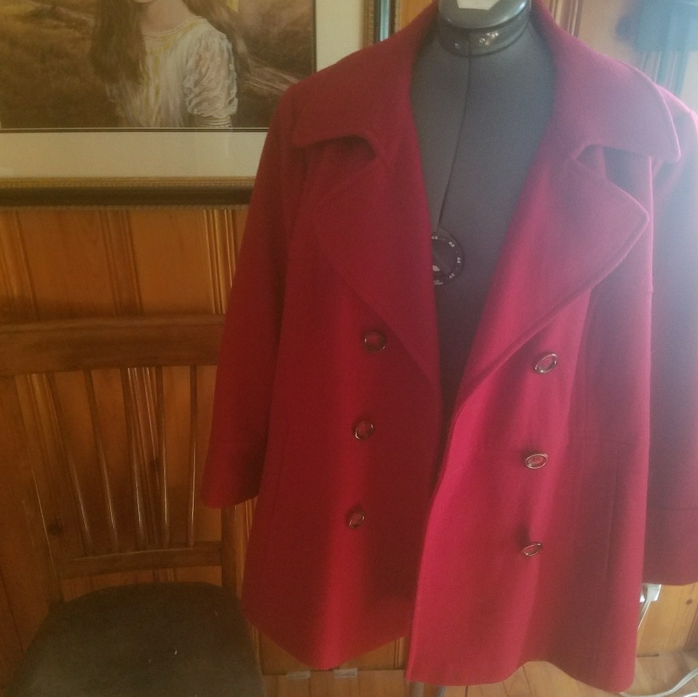 3x London Fog EUC Wool Blend Red Car Coat