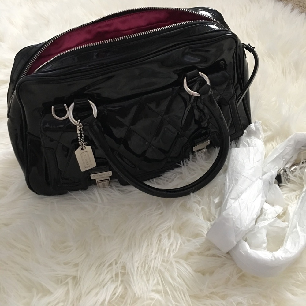Coach Poppy Black Patent Leather Crossbody