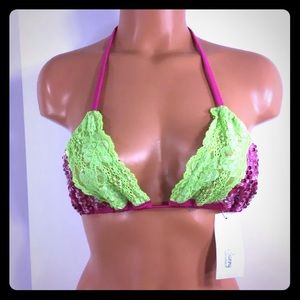 🎉OFFERS, OK! Beach bunny lace and sequin top👙🎀