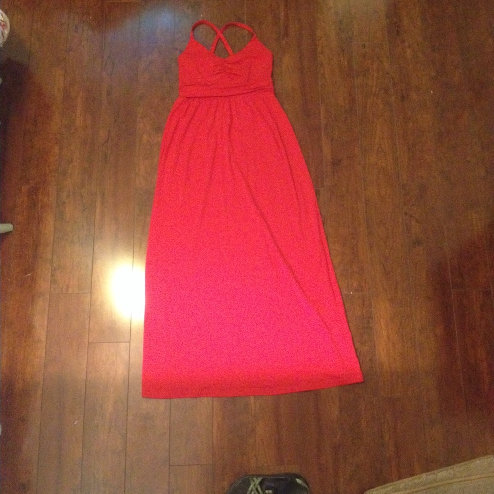 Fire-engine red cotton maxi dress