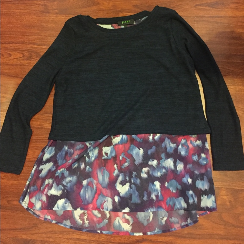 Poeme by Cintron Sheer Long Sleeve Layer Sweater
