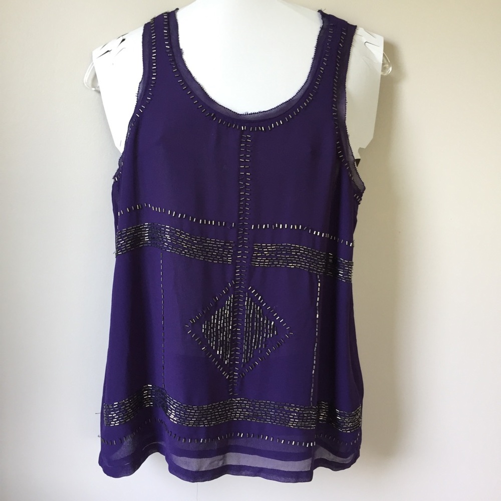 Dark Purple Beaded Tank