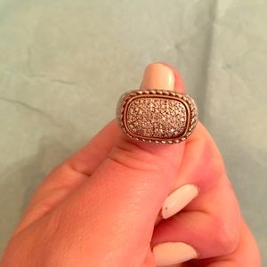 Sterling and 14k gold and diamond ring