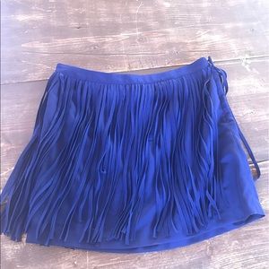 Blue fringe skirt