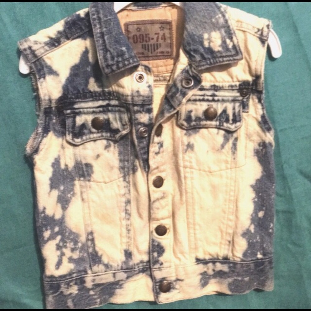 2t Distressed Acid Washed Denim Patriotic Vest