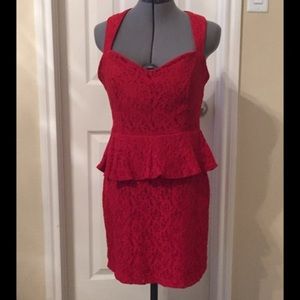 13/14 red peplum lace dress