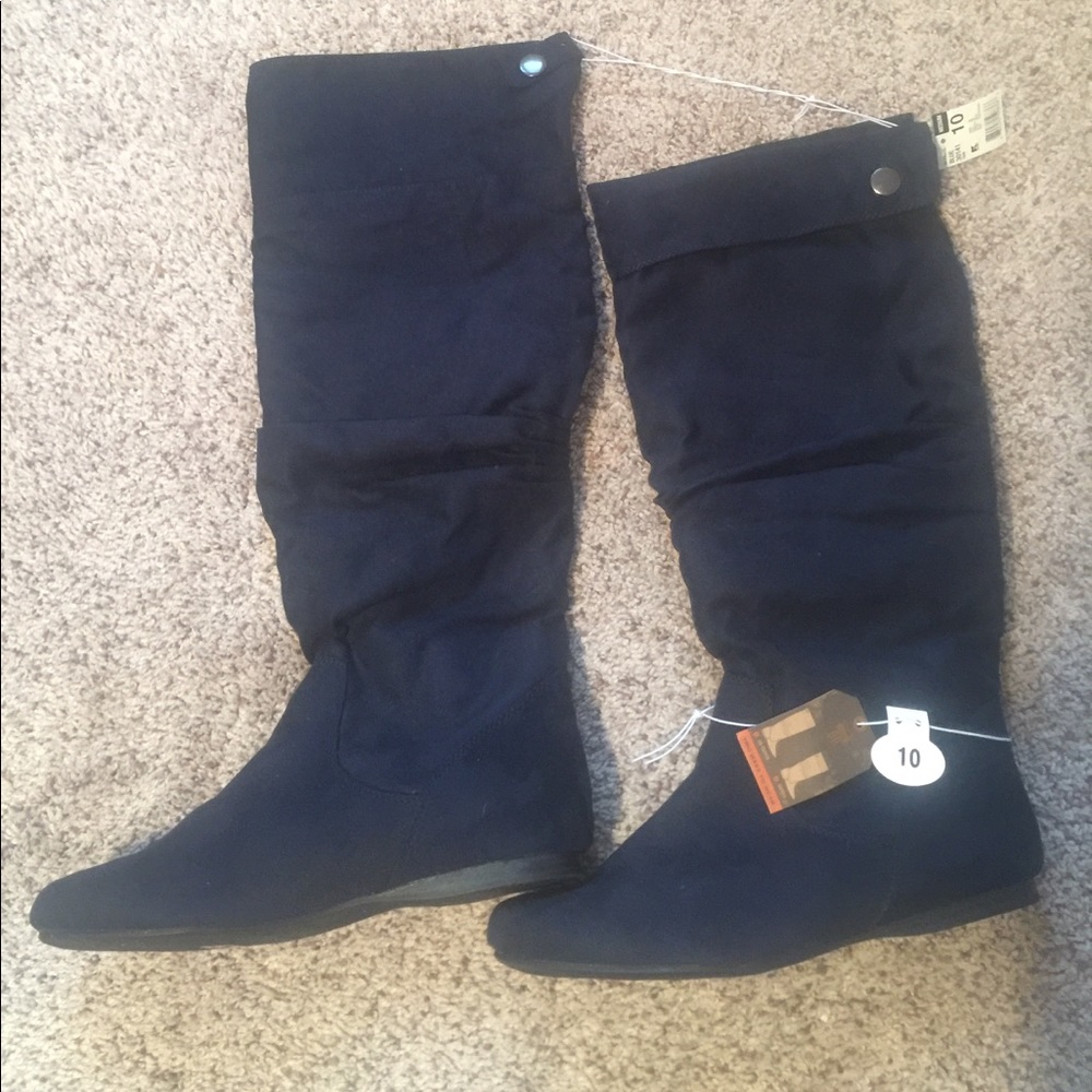 Size 10-Navy blue suede tall boots