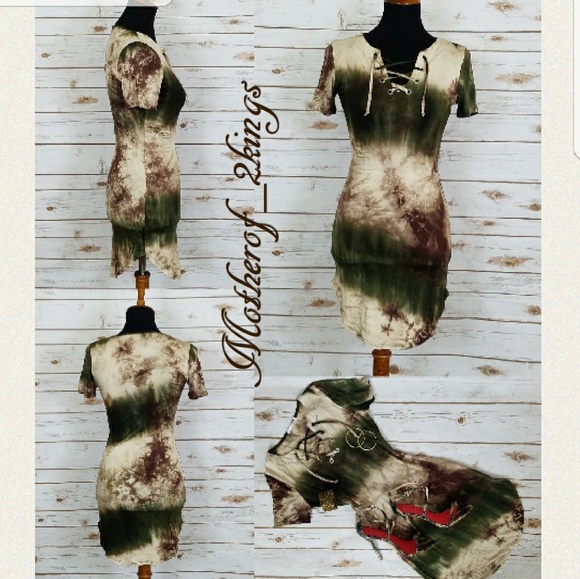 🏆HP🏆💥LAST ONE💥💚 TIE DYE "LACE UP" TEE DRESS - Picture 3 of 4