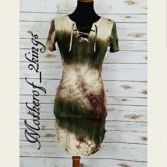 🏆HP🏆💥LAST ONE💥💚 TIE DYE "LACE UP" TEE DRESS - Picture 4 of 4