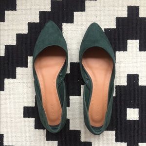 Pointy toed emerald flats