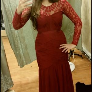 Full length red/maroon evening dress