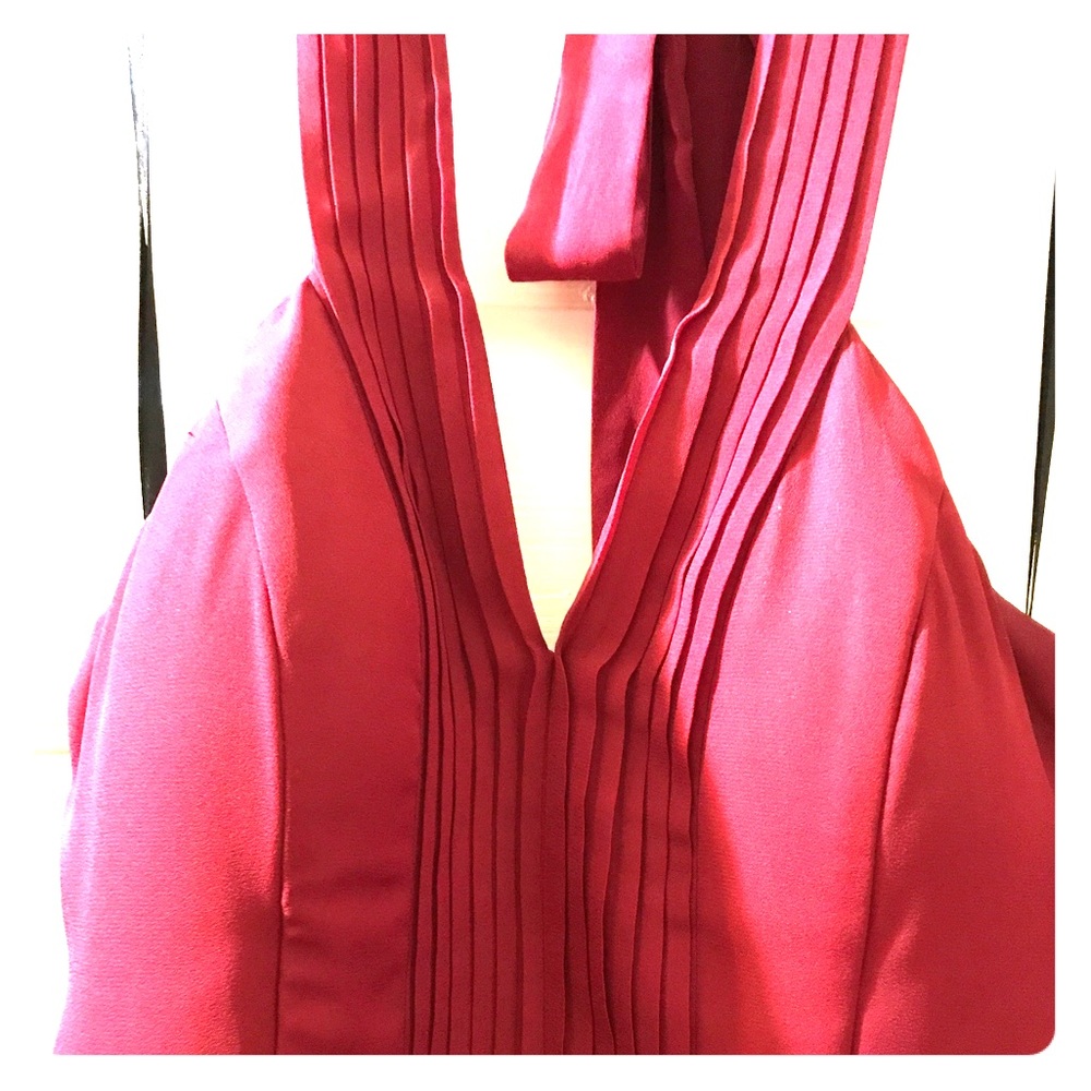 Floor length semi-formal maroon dress