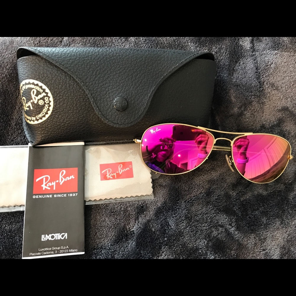 Ray Ban pink cockpit sunglasses Size 56