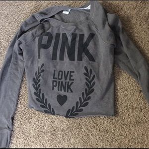 Grey and black Victoria's Secret pink sweatshirt