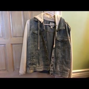 Forever 21 jean jacket hoodie