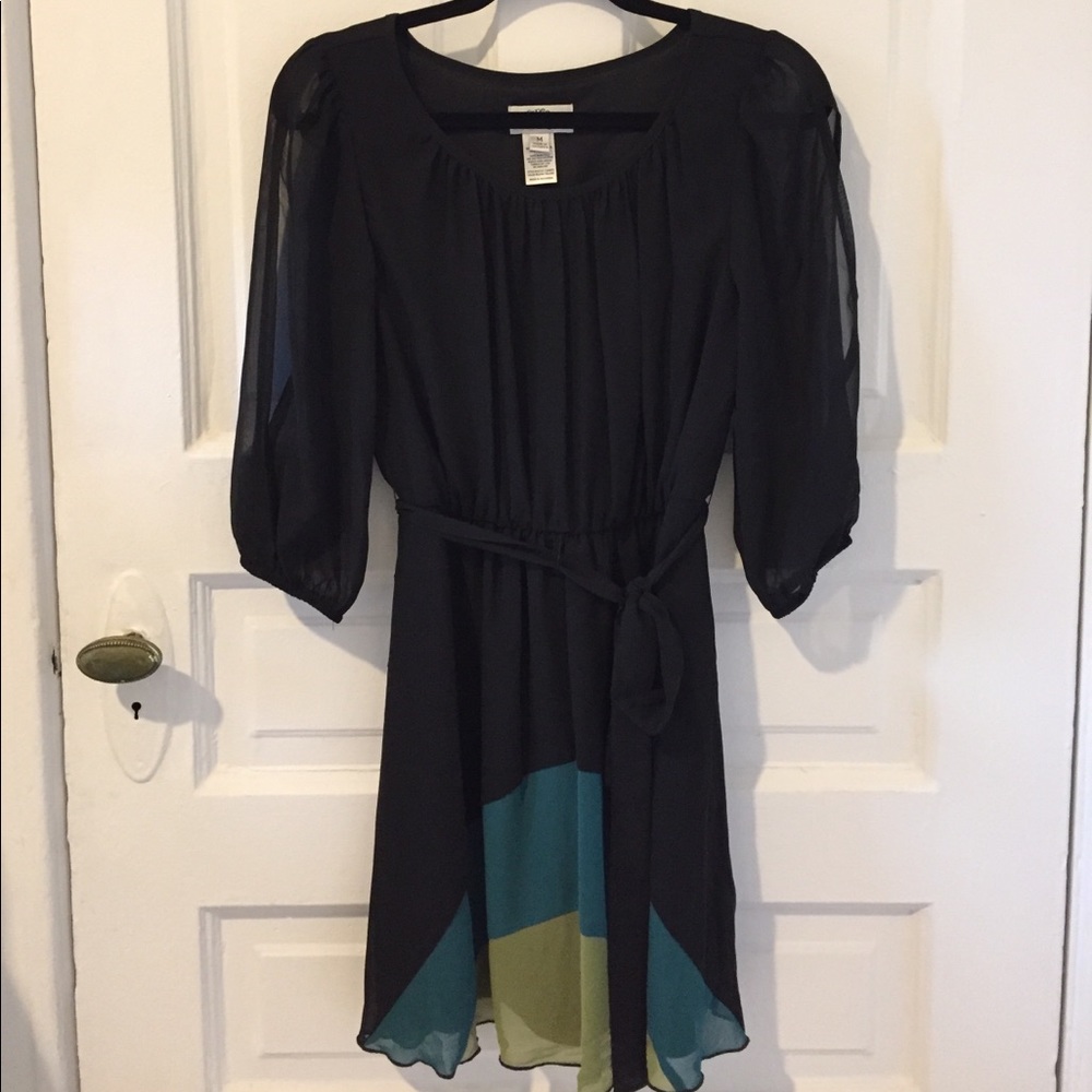 NWOT Cute black with green summer dress!