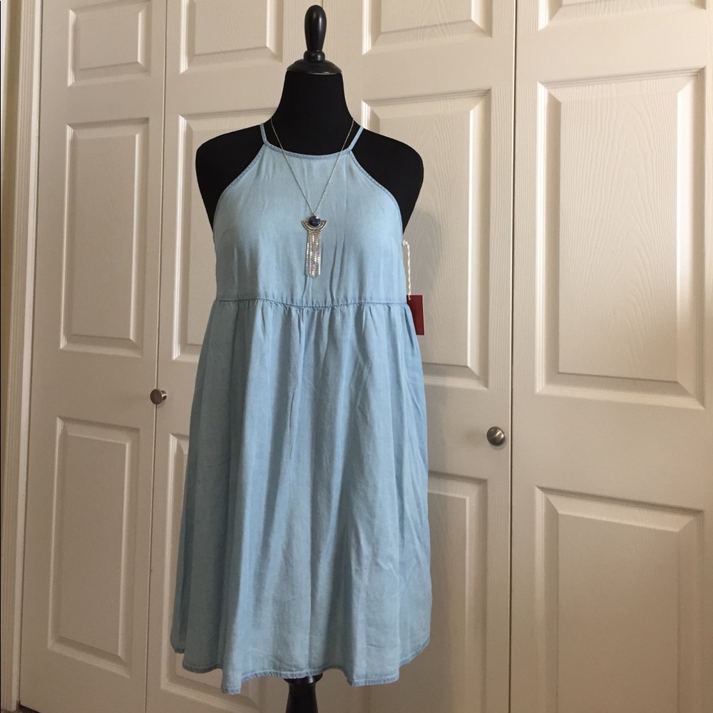 Baby blue/chambray/denim empire waist dress