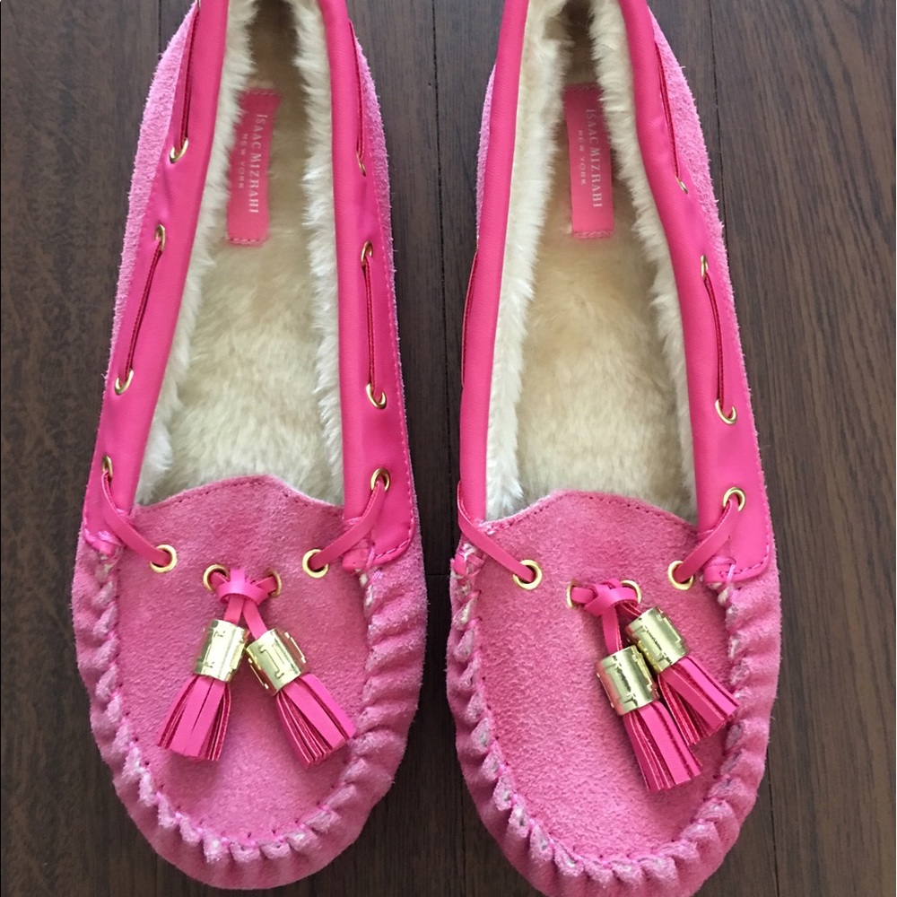 Isaac Mizrahi pink moccasins loafer