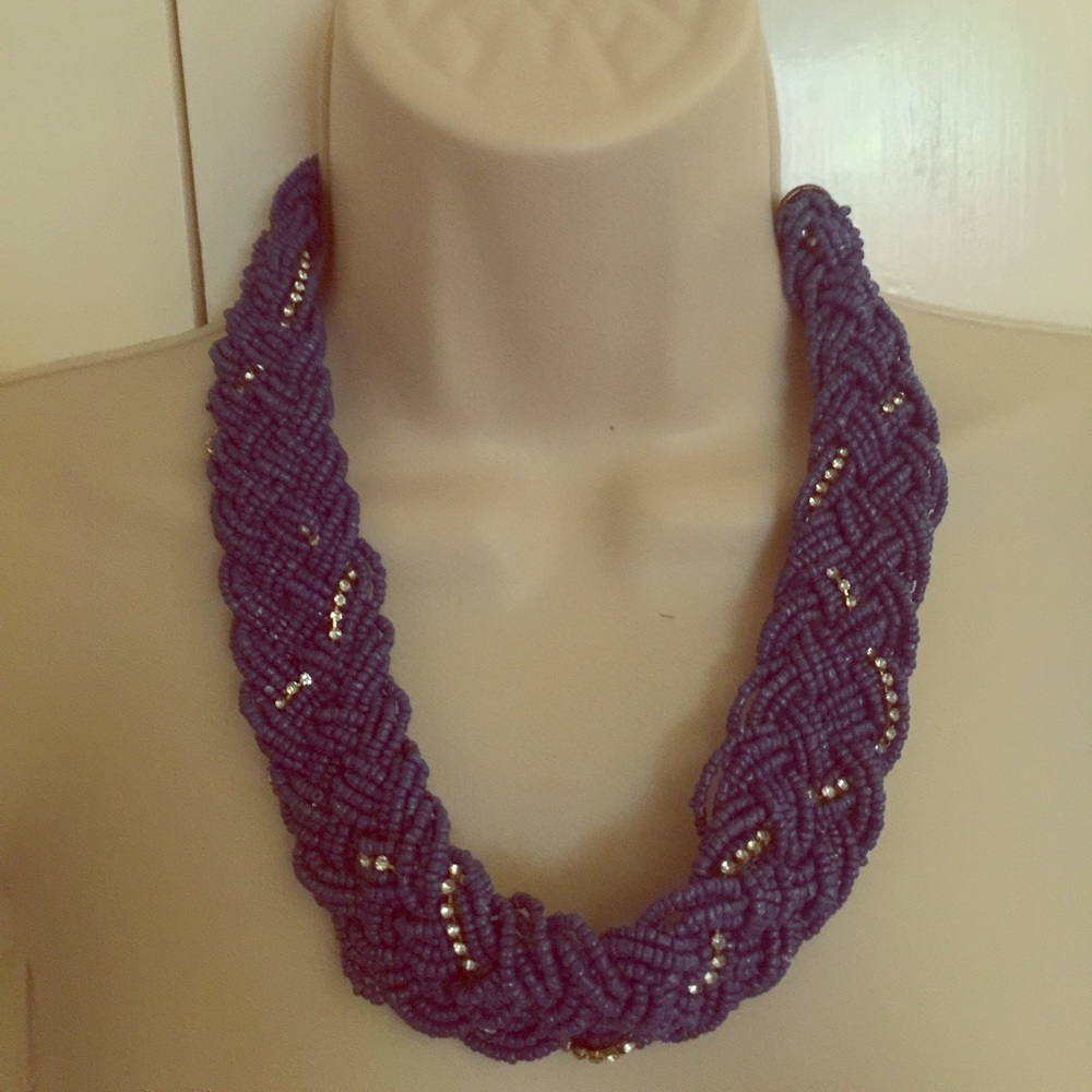 Blue Thick Statement Necklace NWOT