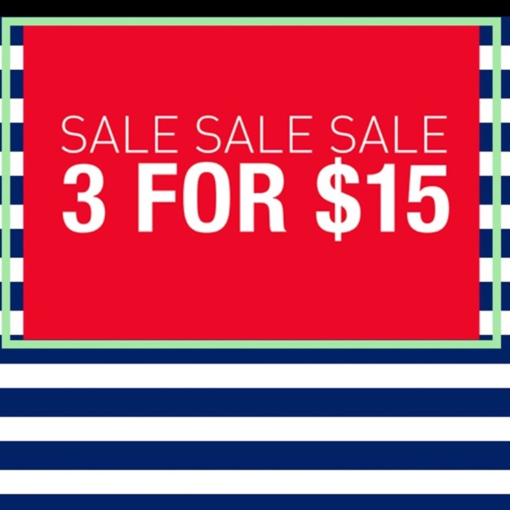 Sale items 3 for $15! Search by price and category