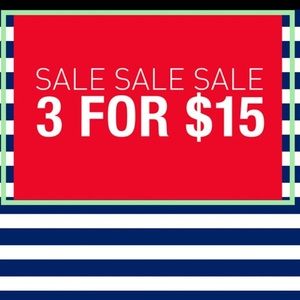 Sale items 3 for $15! Search by price and category