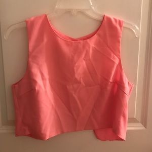 Pink open back crop top