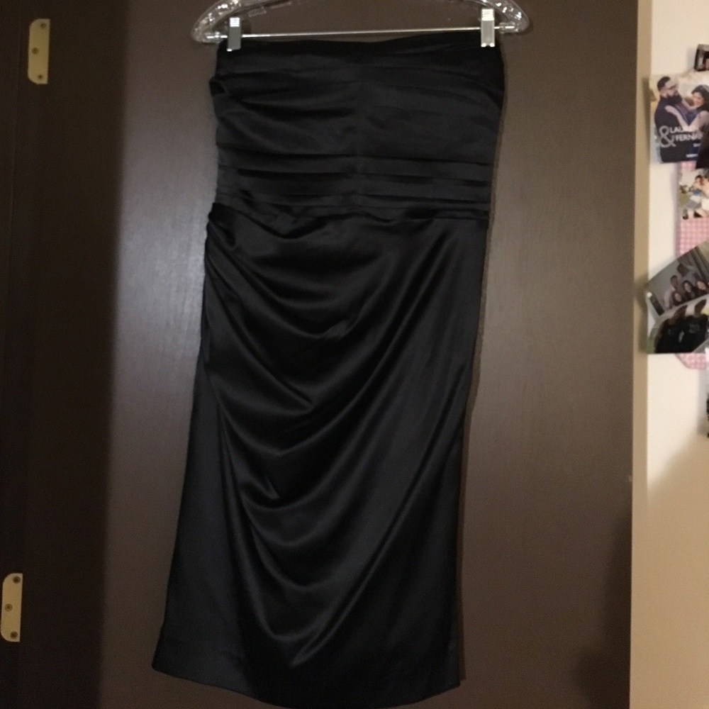Strapless black cocktail dress