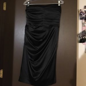 Strapless black cocktail dress