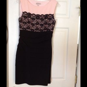 Dress Barn Black and Pink lace Dress Petite Size 6