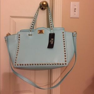 BCBG baby blue purse with cross body strap
