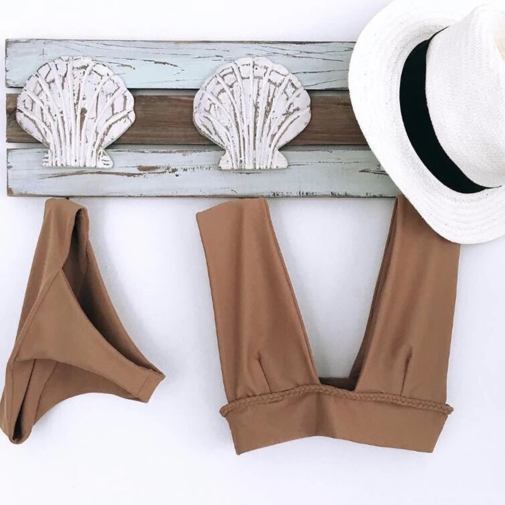 Womens tan/ brown two piece bikini swimwear padded - Picture 2 of 6