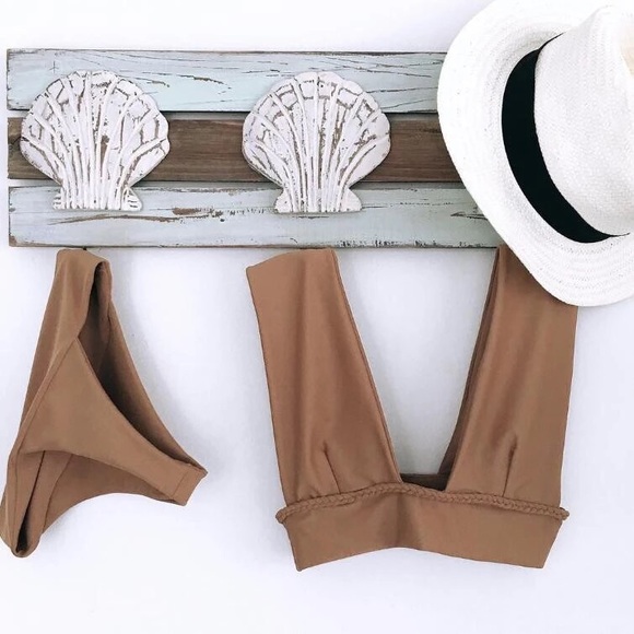 Womens tan/ brown two piece bikini swimwear padded - Picture 2 of 6