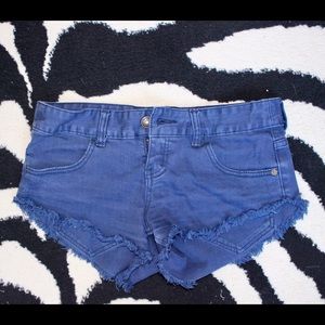 Blue cut off jean shorts