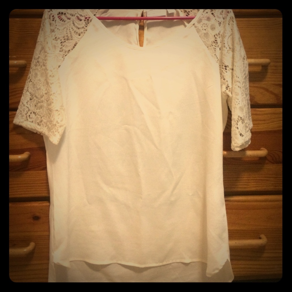 Lace Sleeve, Off White Top