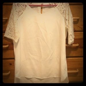 Lace Sleeve, Off White Top