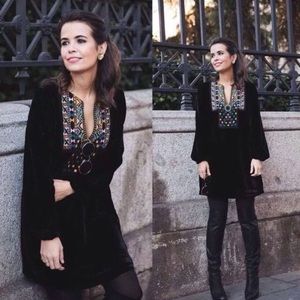 Zara Kaftan Klein Silk Embroidered Dress