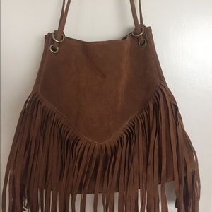 Fringe Boho Bag - Brown Suede
