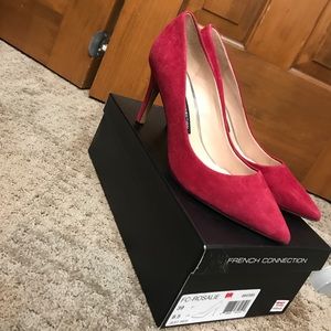 French Connection suede red pumps