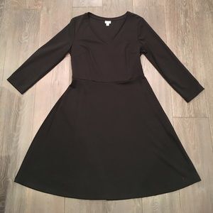 Black ponte fit-and-flare dress