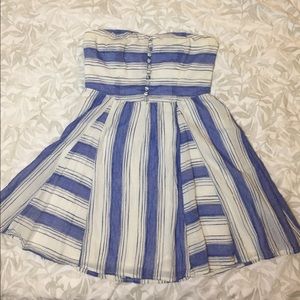 Strapless mini blue dress