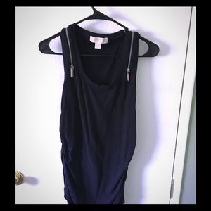 Michael Kors gathered navy top with zippers