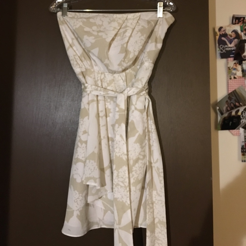 Strapless creme cocktail dress