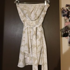 Strapless creme cocktail dress