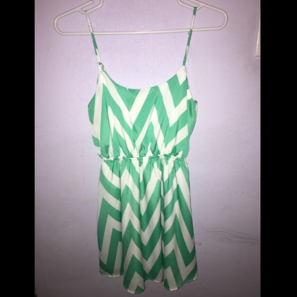 Chevron mint and white dress