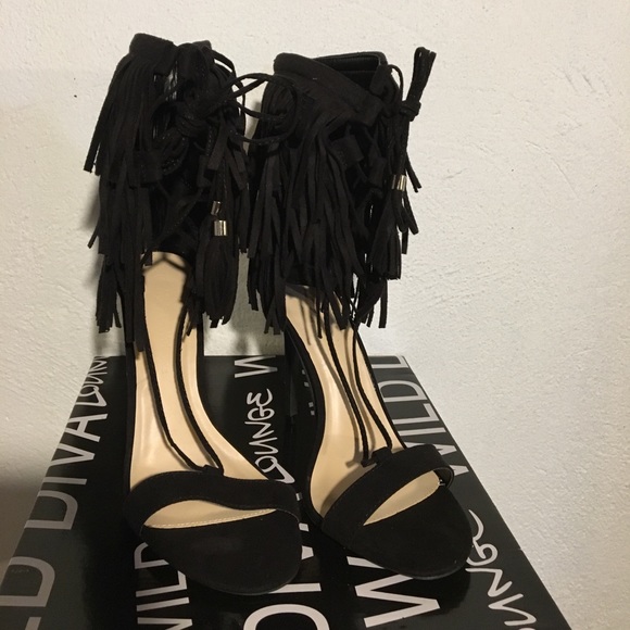 Wild Diva Frilly Suede Heels - Picture 1 of 4