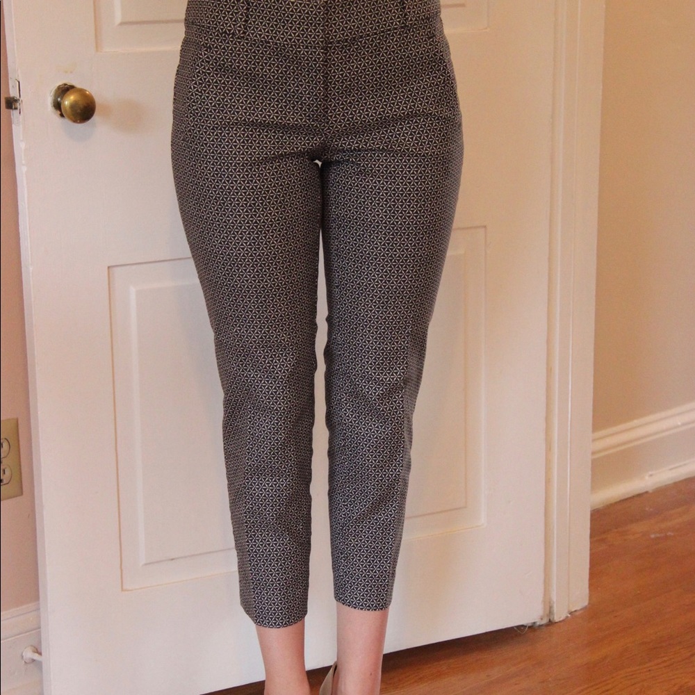 Loft Flower Pattern Gray Ankle Slacks - image 1