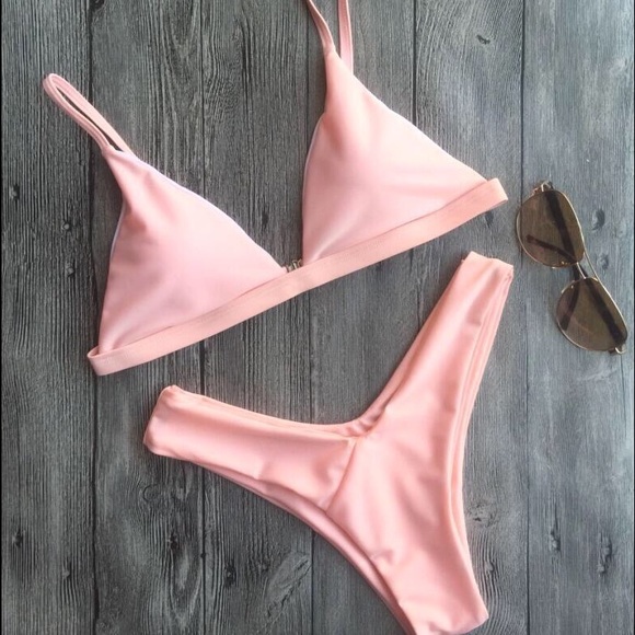 Womens sexy pink two piece bikini padded swim - Picture 2 of 7