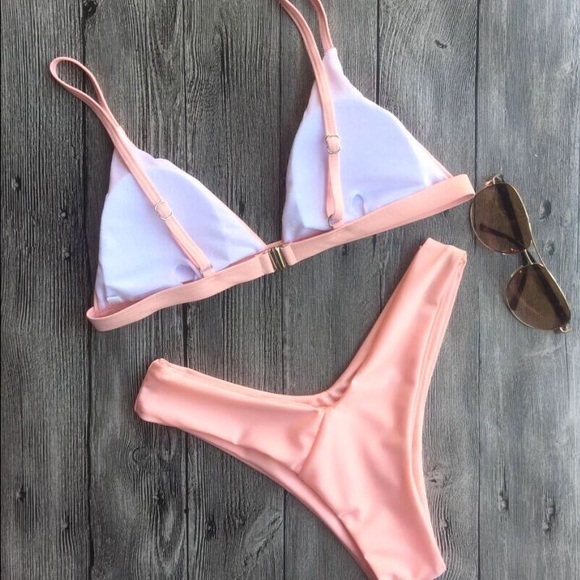 Womens sexy pink two piece bikini padded swim - Picture 3 of 7