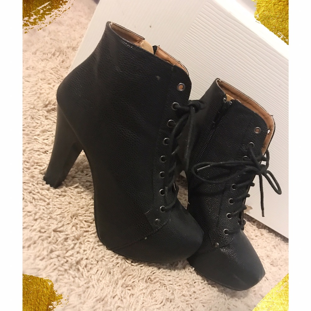 Black lace up heels