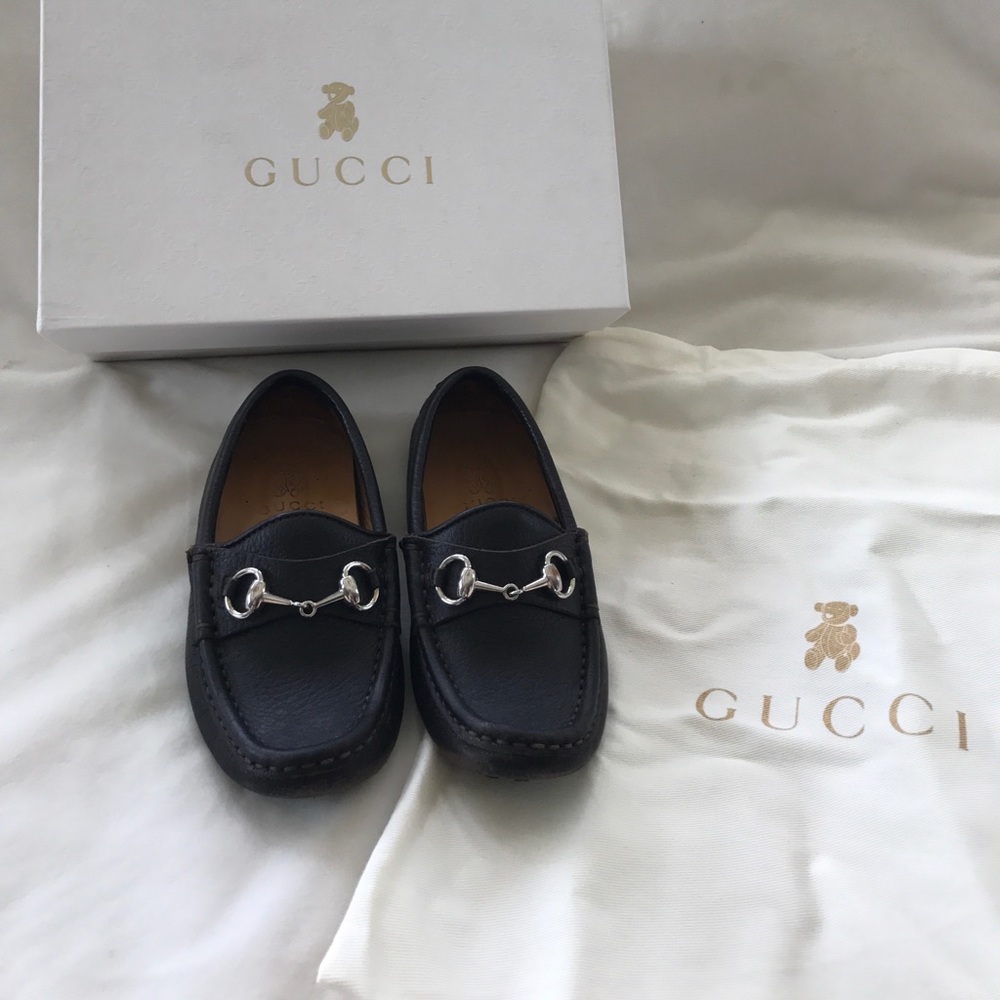 Gucci boys brown leather horsebit drivers sz 28 - Picture 1 of 8